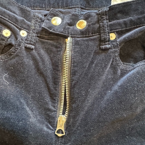 Rag & Bone front zipper with snaps dark Clancy velvet pants - Picture 5 of 6